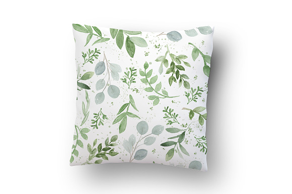 Seamless Watercolor Greenery Pattern in Patterns - product preview 3