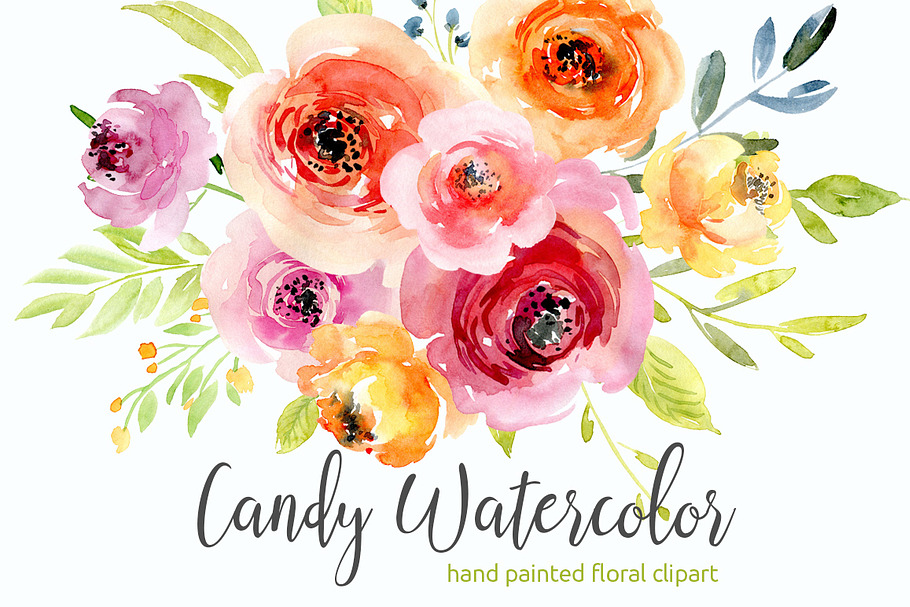 Gentle Watercolor Flowers & Leaves in Illustrations - product preview 8