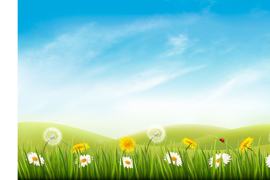 Grass and flowers and butterflies in Illustrations - product preview 8