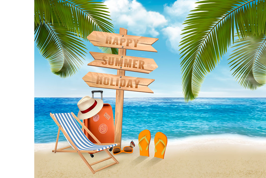 Summer vacation background. Vector. in Illustrations - product preview 8