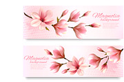 Nature spring banners with flowers