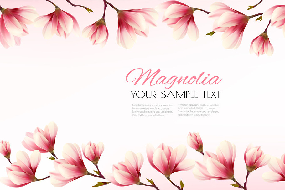 Nature flower frame with magnolia in Illustrations - product preview 8
