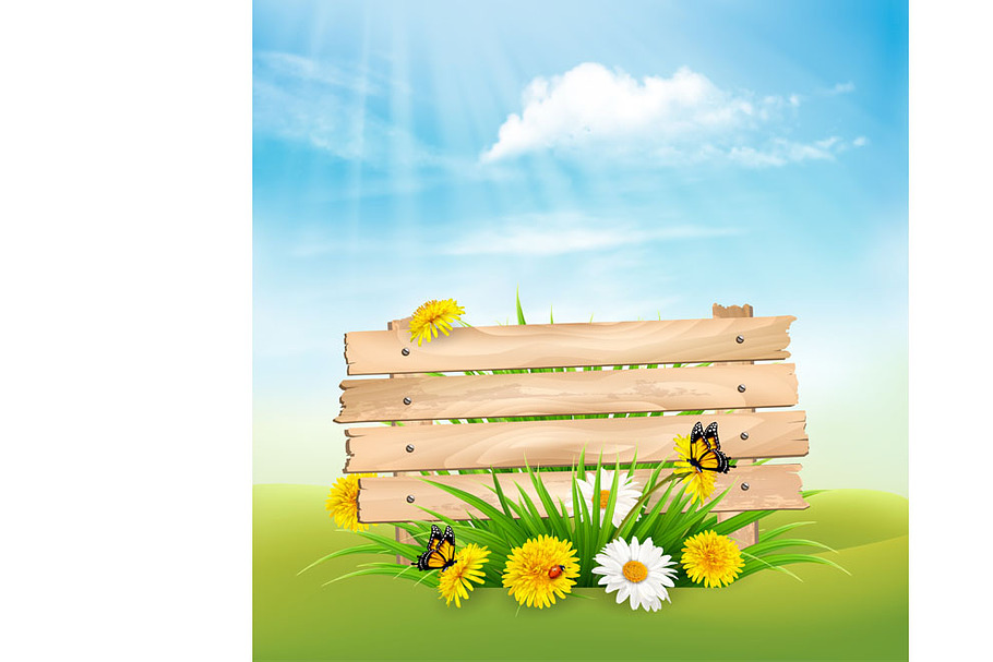 Spring nature background with grass  in Illustrations - product preview 8