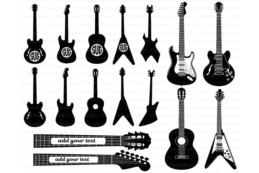 Guitar SVG, Guitar Monogram svg file in Illustrations - product preview 8
