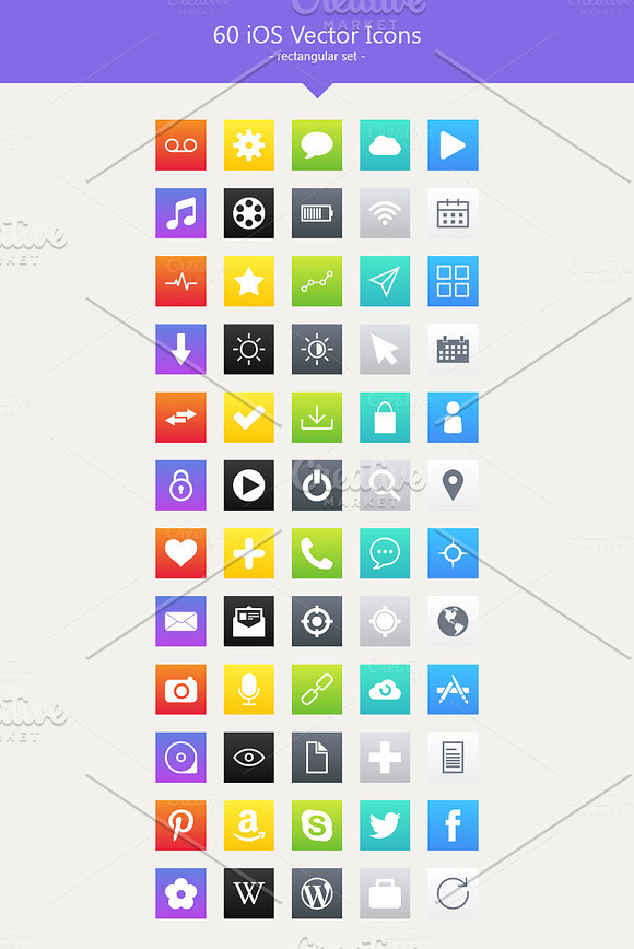 60 iOS Style Vector Icons in Graphics - product preview 1