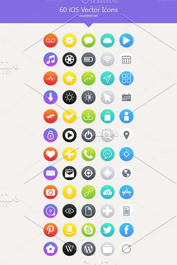 60 iOS Style Vector Icons in Graphics - product preview 2