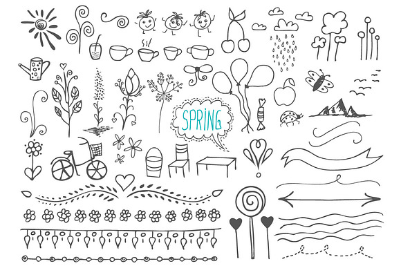 Cute spring vector elements part 1. in Illustrations - product preview 1