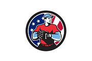American Baseball Pitcher USA Flag I