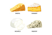 Emmental camembert mozzarella and roquefort collection of cheeses
