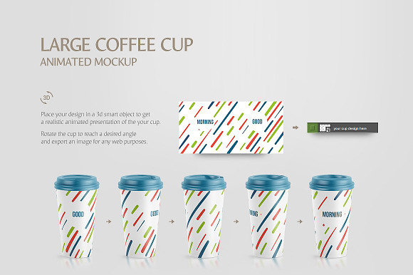 Large Coffee Cup Animated Mockup in Product Mockups - product preview 5