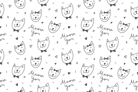 Cute cats 4 patterns in Patterns - product preview 1