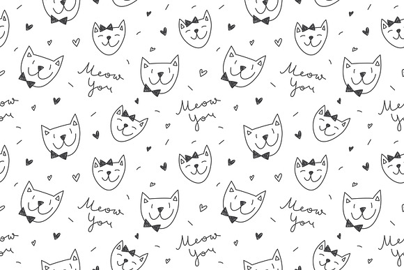 Cute cats 4 patterns in Patterns - product preview 3