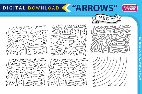 Doodle Arrows Handdrawn Vector in Illustrations - product preview 1