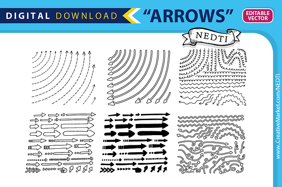 Doodle Arrows Handdrawn Vector in Illustrations - product preview 2