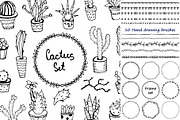 Hand drawing. Cacti set.