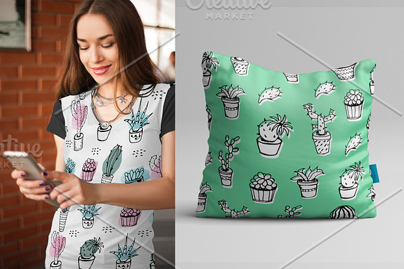 Hand drawing. Cacti set. in Illustrations - product preview 1