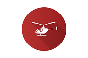 Helicopter flat design long shadow glyph icon