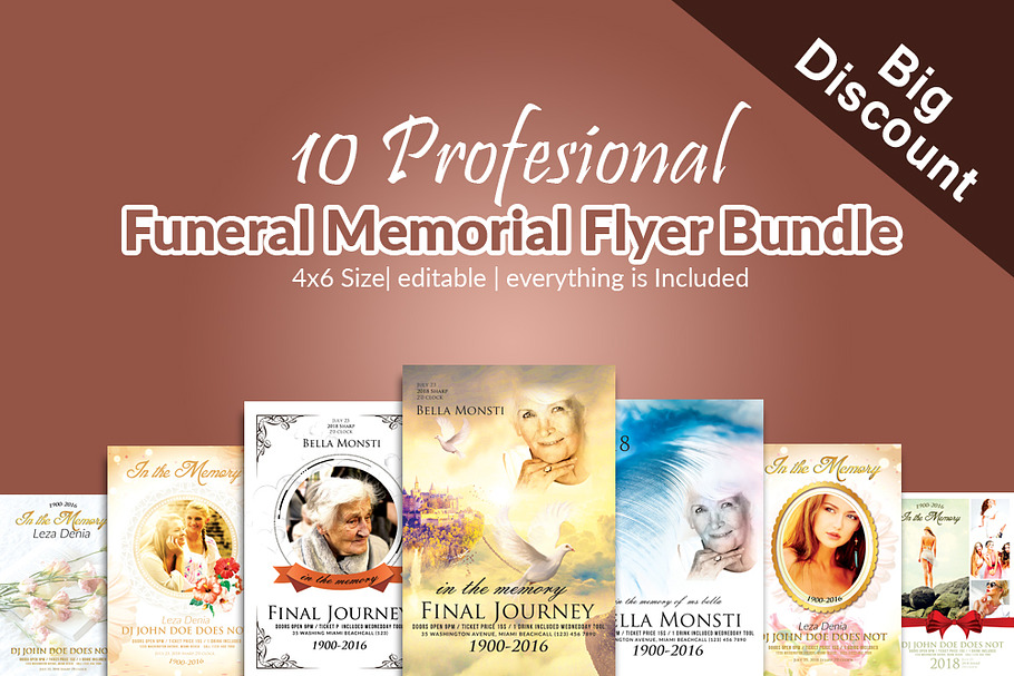 10 Memorial & Funeral Flyer Bundle