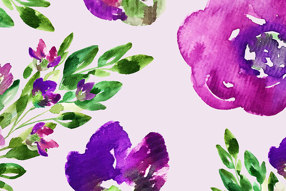 Purple Flowers - Clip Art Set in Illustrations - product preview 1