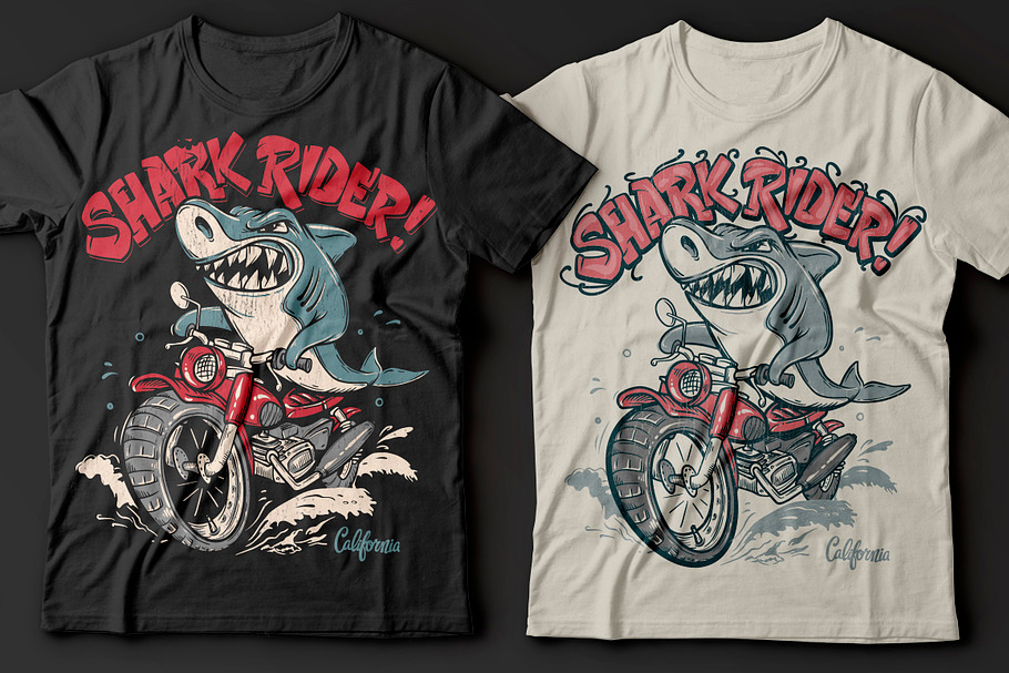 Shark Rider T-Shirt design in Graphics - product preview 8
