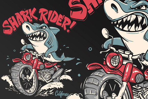 Shark Rider T-Shirt design in Graphics - product preview 1