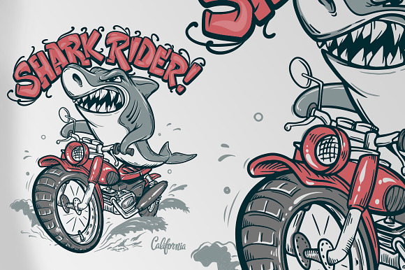 Shark Rider T-Shirt design in Graphics - product preview 2