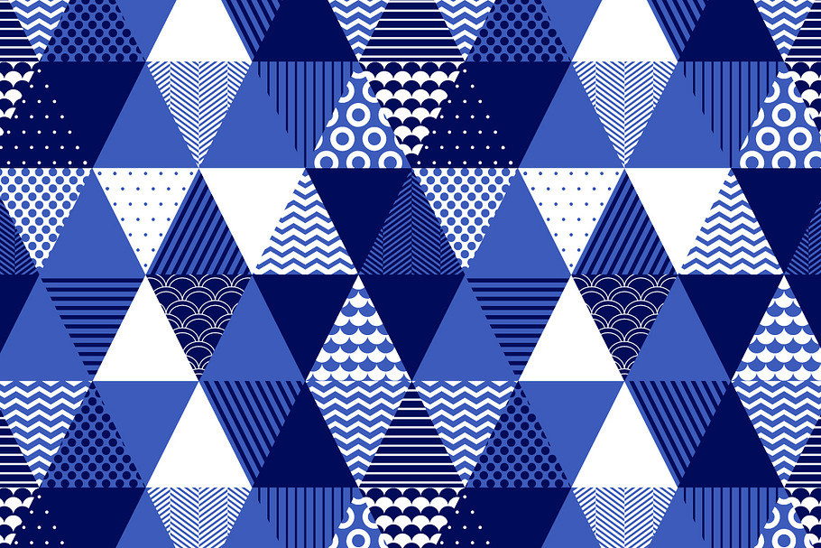 Blue and white geometric seamless  in Patterns - product preview 8