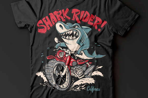 Shark Rider T-Shirt design in Graphics - product preview 3