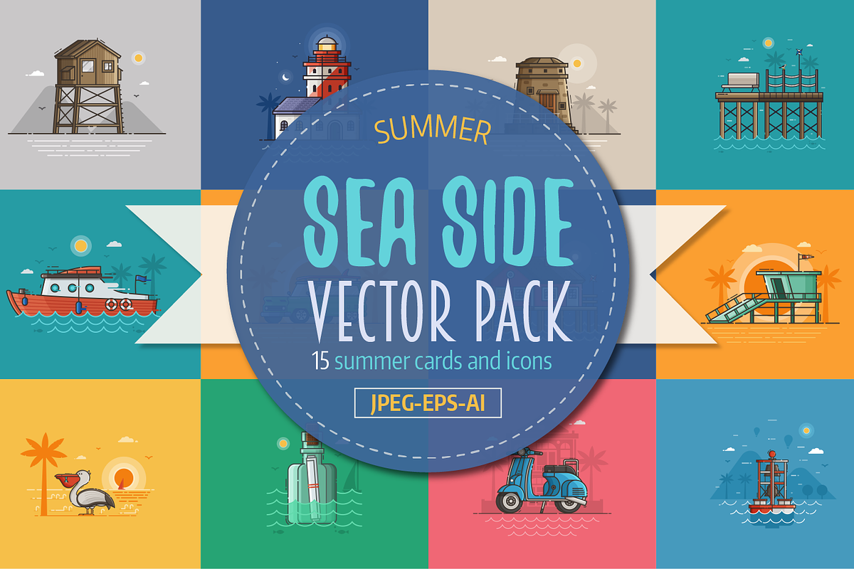Summer Sea Side Cards and Designs in Illustrations - product preview 8