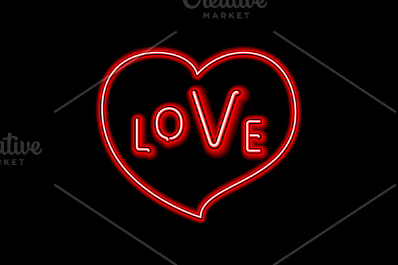 Love neon sign heart vector in Graphics - product preview 1