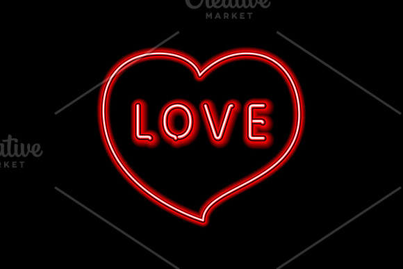 Love neon sign heart vector in Graphics - product preview 2