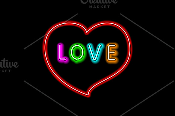 Love neon sign heart vector in Graphics - product preview 3