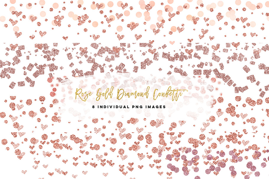 Rose Gold confetti heart clip art, p in Illustrations - product preview 8