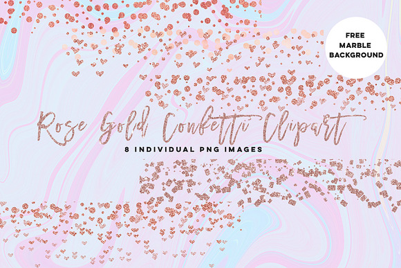 Rose Gold confetti heart clip art, p in Illustrations - product preview 2