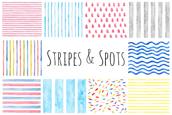 Watercolor Stripes & Spots
