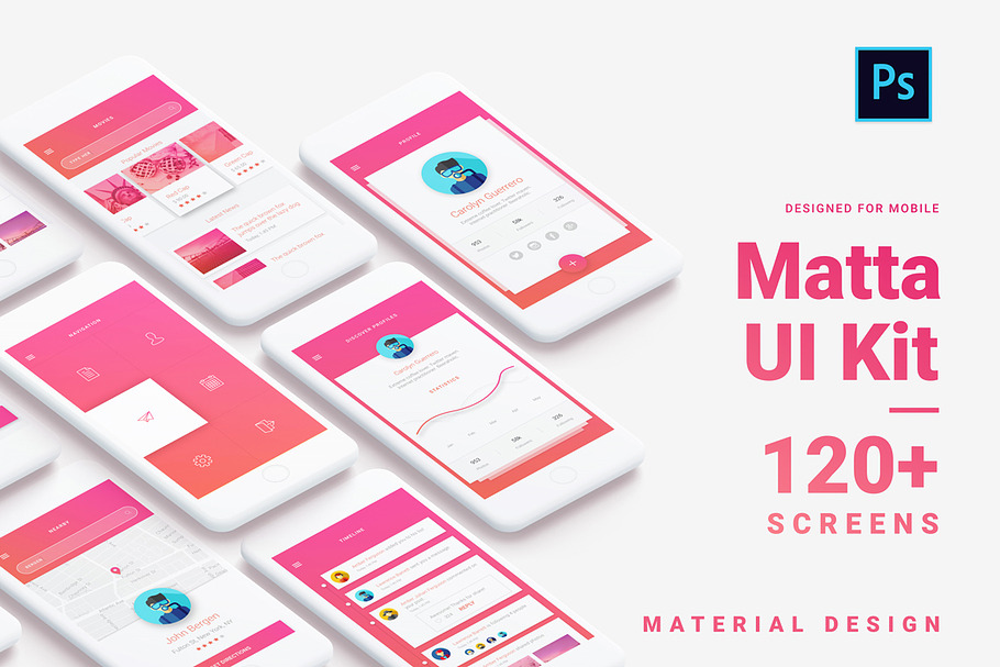 Material Design Mobile UI Kit for Ps in UI Kits and Libraries - product preview 8