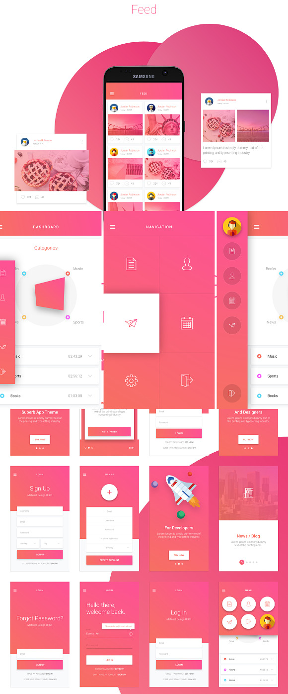 Material Design Mobile UI Kit for Ps in UI Kits and Libraries - product preview 6