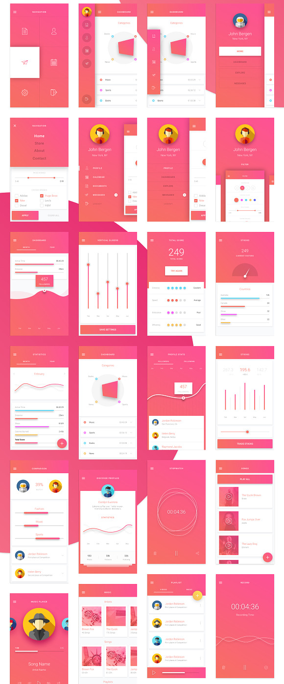 Material Design Mobile UI Kit for Ps in UI Kits and Libraries - product preview 7