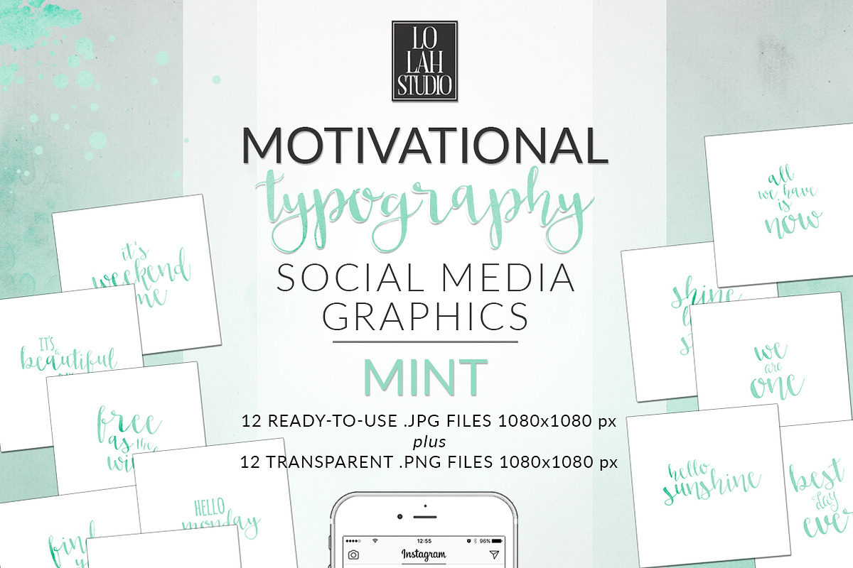 Motivational Typography - MINT in Social Media Templates - product preview 8