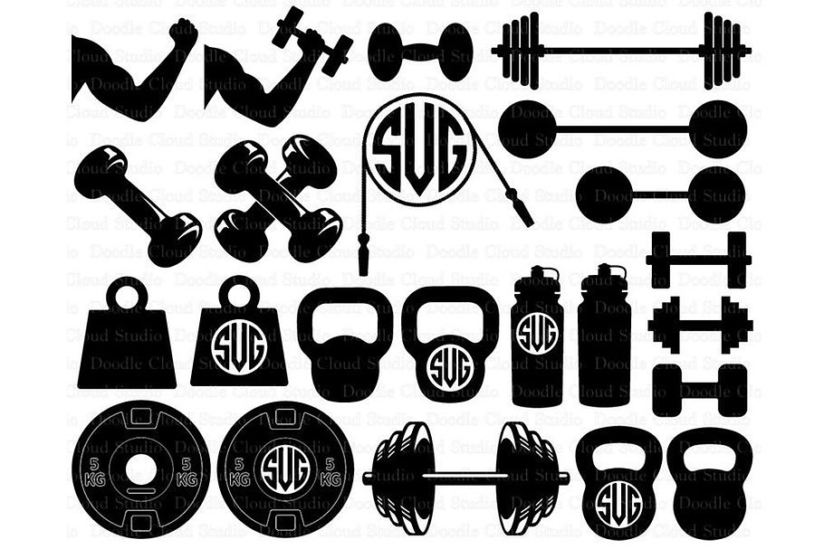 Weights SVG Files, Lifting Weights in Illustrations - product preview 8