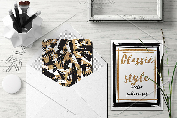 Classic style vector pattern set