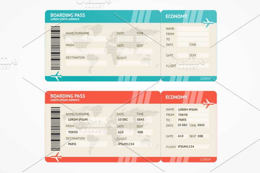 Vector Airplane tickets. in Objects - product preview 8
