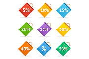 Vector colorful paper bag sale icon