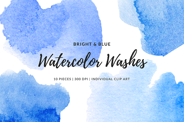 Bright & Blue Watercolor Elements