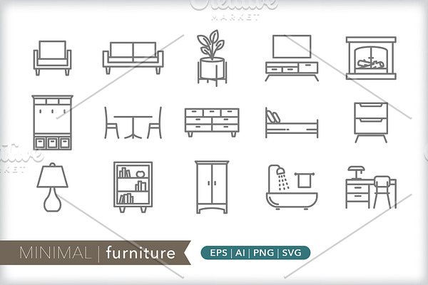 Minimal furniture icons