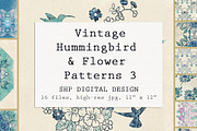 Vintage Hummingbird & Floral Pattern