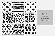 9 grunge seamless patterns, vector