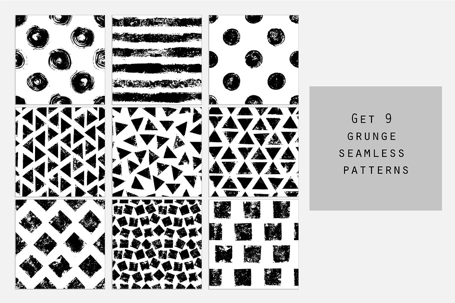 9 grunge seamless patterns, vector in Patterns - product preview 8