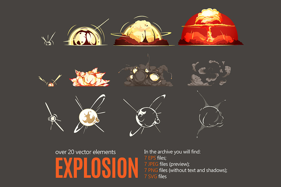 Cartoon Explosion Set in Illustrations - product preview 8