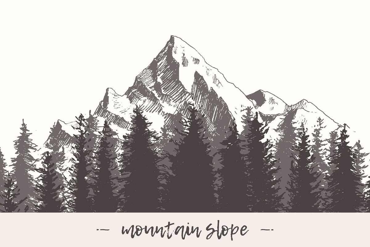 Mountain slope with a fir forest in Illustrations - product preview 8